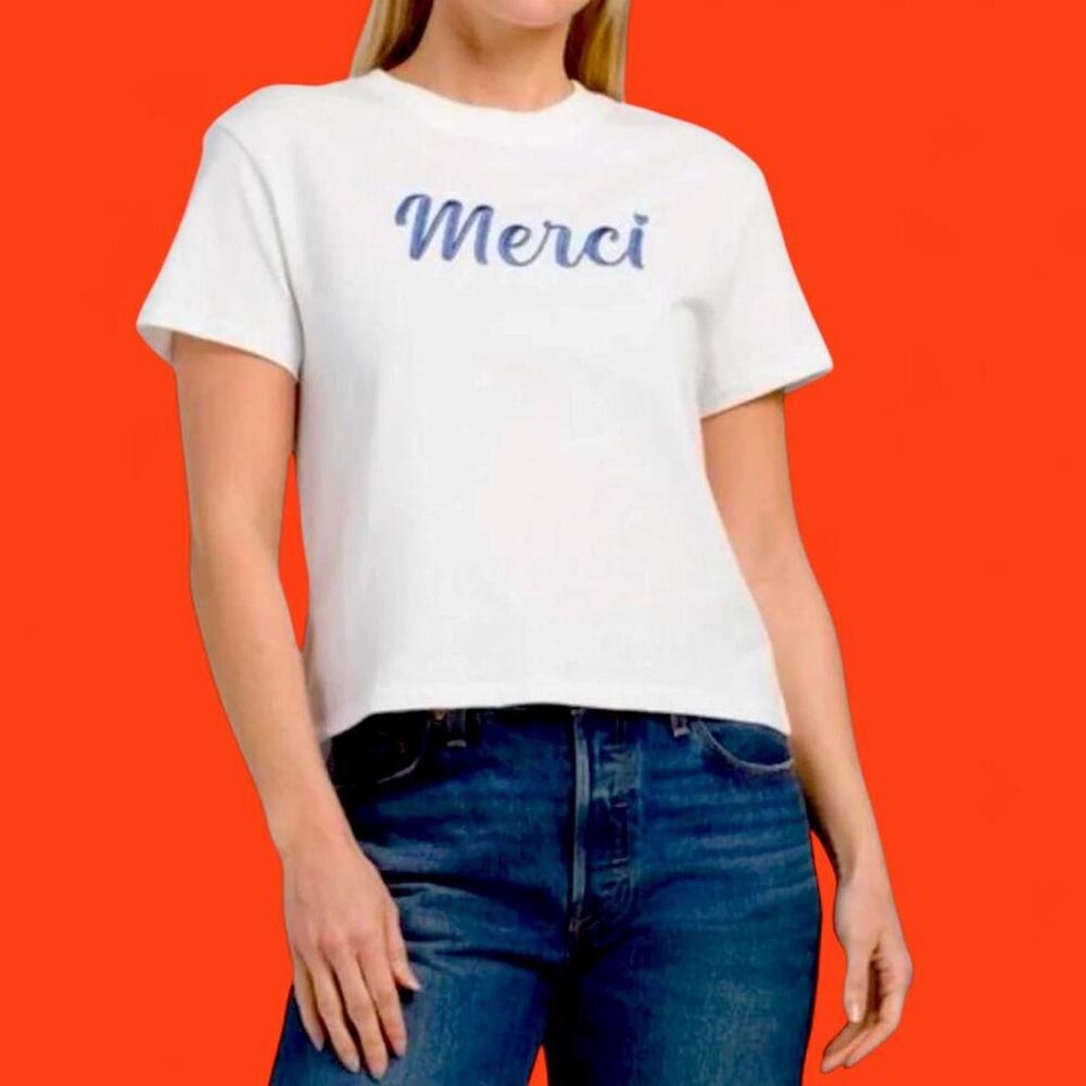 💙 Wildfox “Merci” Script Crop Tee - Picture 4 of 5